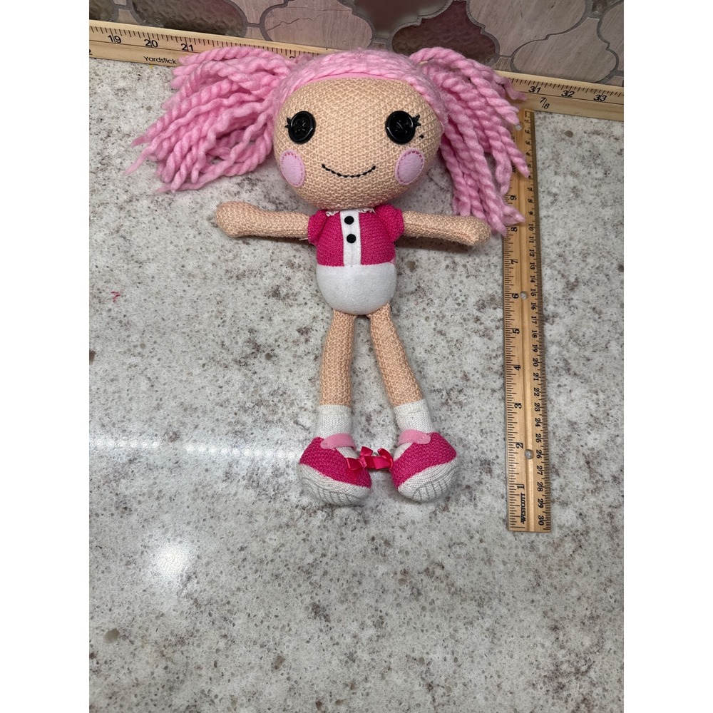 Lalaloopsy Mittens Fluff N Stuff Pink Yarn Hair Knit Plush Rag Doll 13‎ Inch